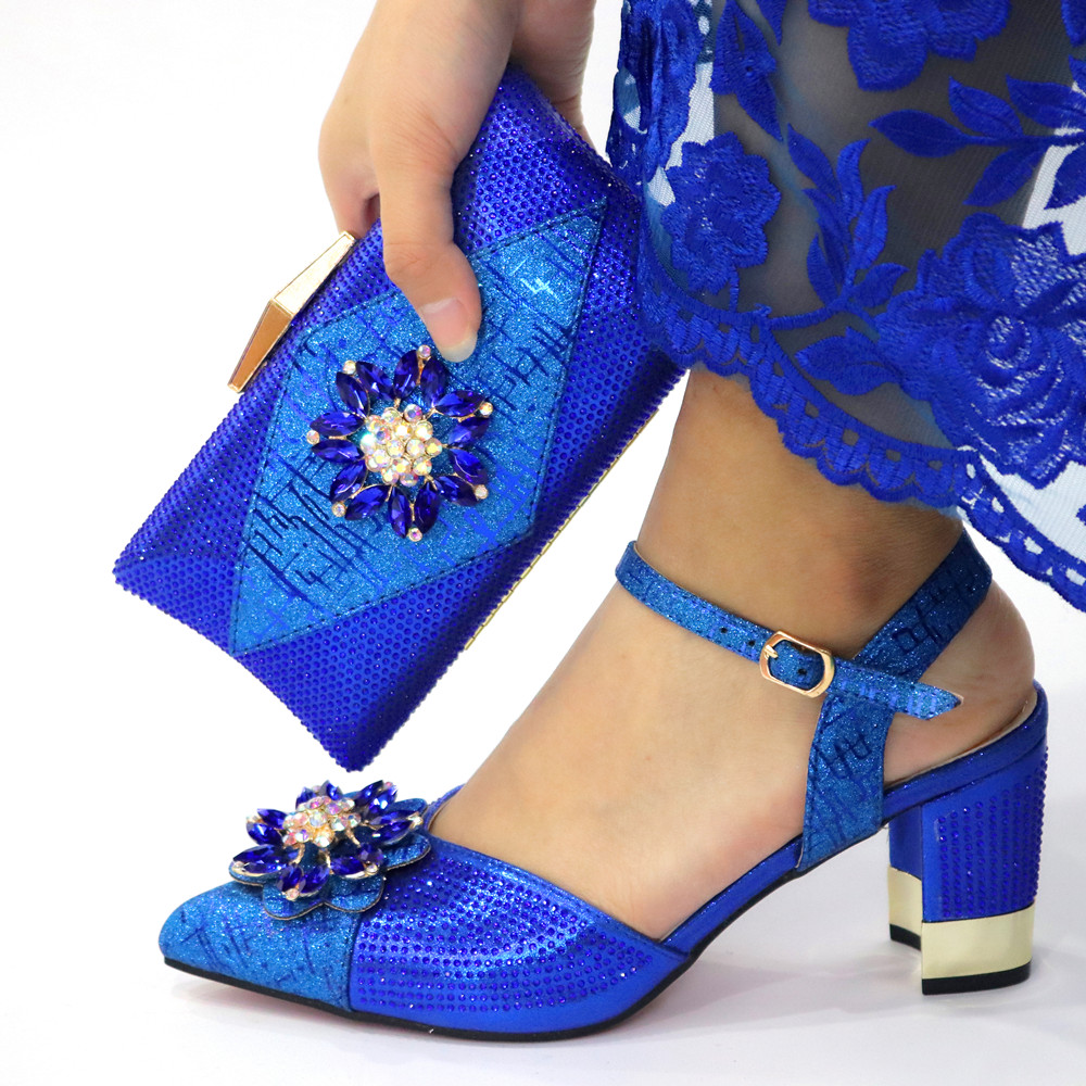 

fashion Shoe and Bag Set New 2021 Women Shoes and Bag Set In Italy BLUE Color Italian Shoes with Matching Bags! TX1-2