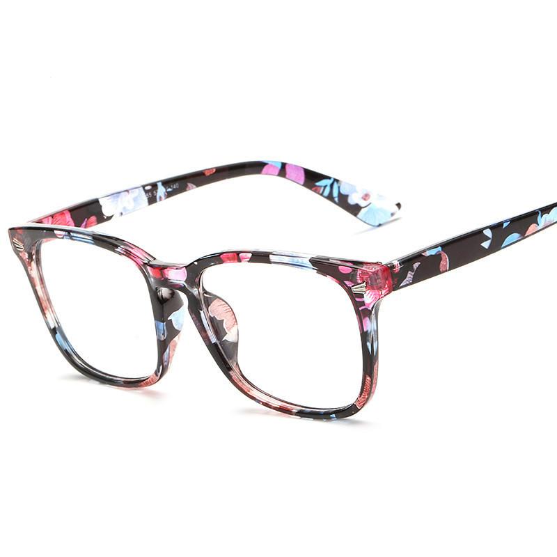 

Fashion Sunglasses Frames 2021 Retro Flower Color No Degree Computer Eyeglasses Frame For Women Men Optical Clear Lens Glasses Vintage Goggl