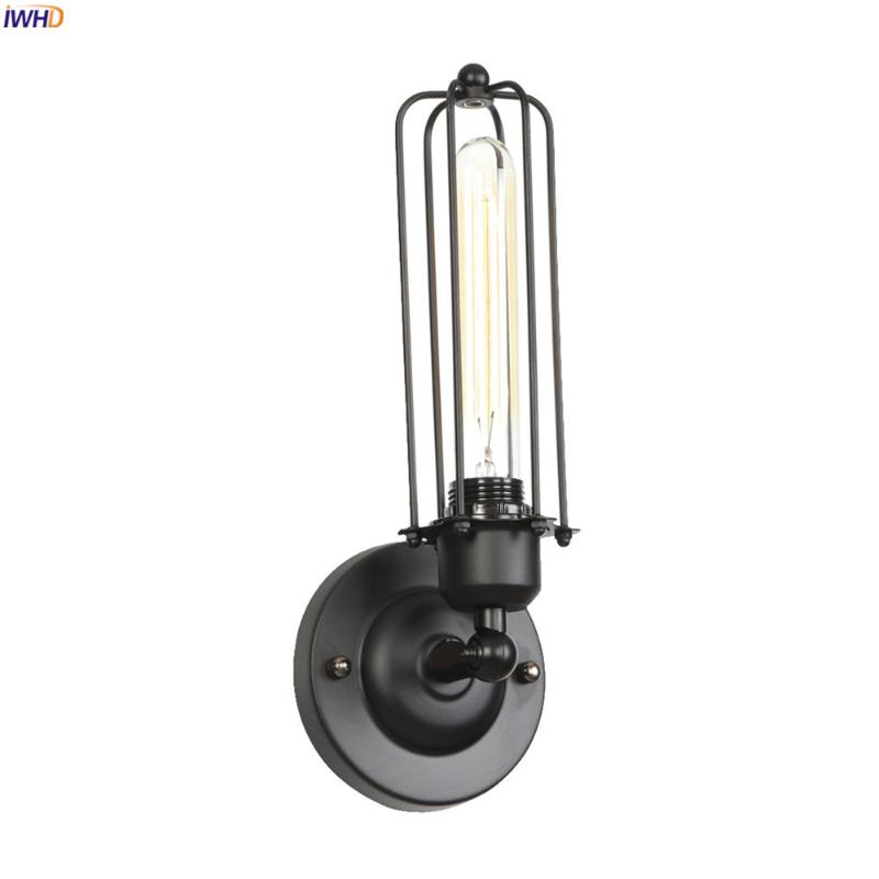 

Black Iron Metal LED Wall Light Fixtures Bedroom Bathroom Mirror Retro Edison Loft Vintage Lamp Sconce Applique Murale