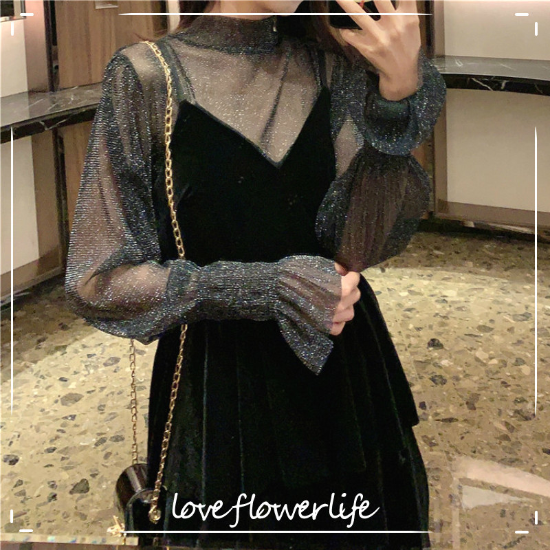 

Elegant Dress Women Evening Party Lace Black Designer Dress Female Casual Gothic Sexy Dress Korean Autumn Chic 210521