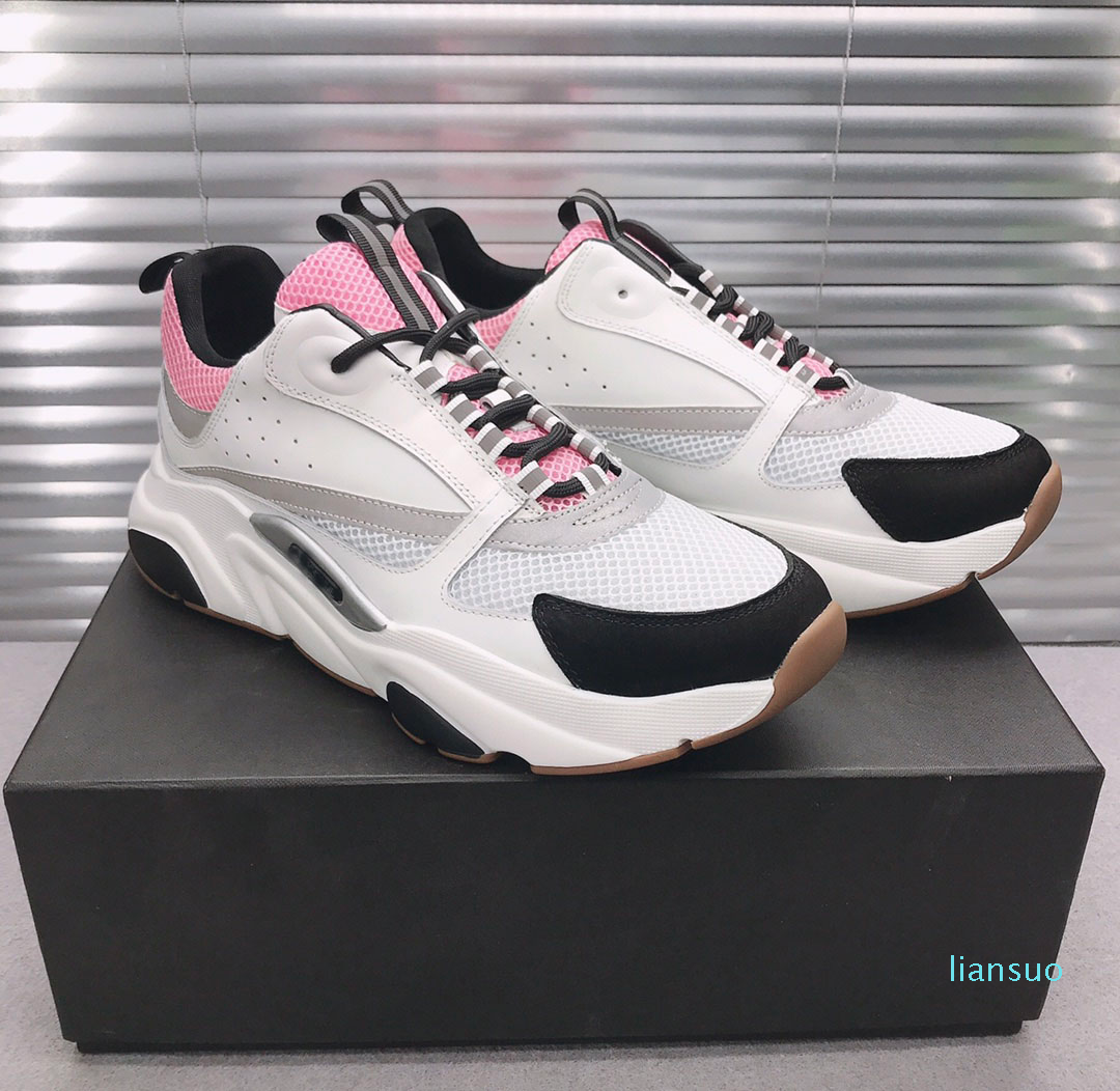 

Men's designer B22 running shoes white leather calfskin leisure top technology knitting men's and women's EU 35-47, Black