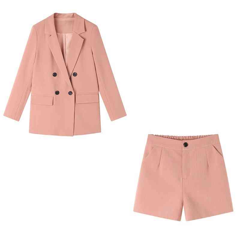 

Elegant Fresh Work Style Short Suits Woman Spring Fashion Casual Loose Silm Blazer Temperament Office Lady Women Sets 210525, Yellow