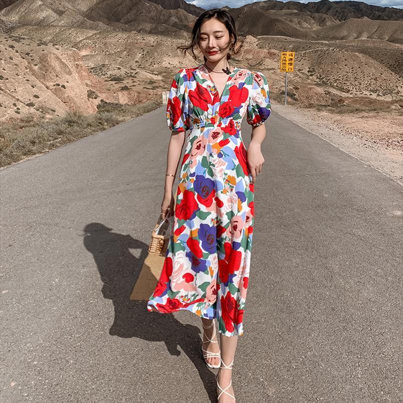 

long floral summer runway women dress elegant vintage boho korean retro fairy casual sea beach vacation party vestidos, Black;gray