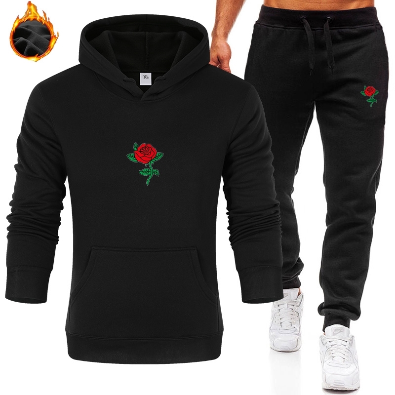 

New Winter Sportswear And Women's Fashion Two-Piece Print Autumn Casual Hoodie + Pants Men's Suit Sports, Gray