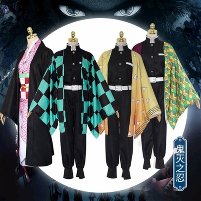 Costume Accessories Anime Demon Slayer Cosplay Costume Tanjirou Kamado Kimetsu No Yaiba Men Kimono Nezuko Halloween Costumes Sets-image-751270779