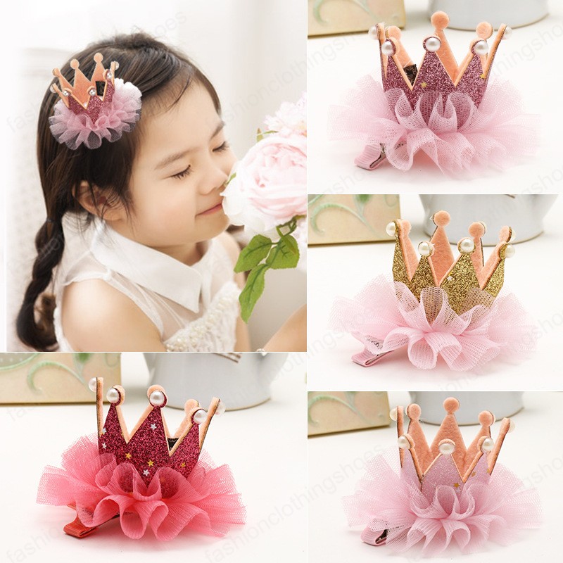 

Cute Princess Korean Style Children Girls Fashion Crown Hair Clips Hair Accessories Lovely Kids Headwear Hairgrips Ornament, Mixed color