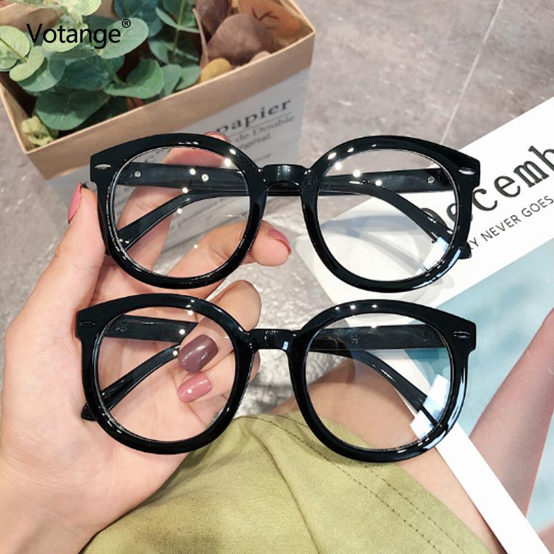 

Women Plain Glasses Frame Men Anti Blue Light Eyeglasses Oversized Vintage Round Clear Lens Black Optical Spectacle Goggles E067 Fashion Sun