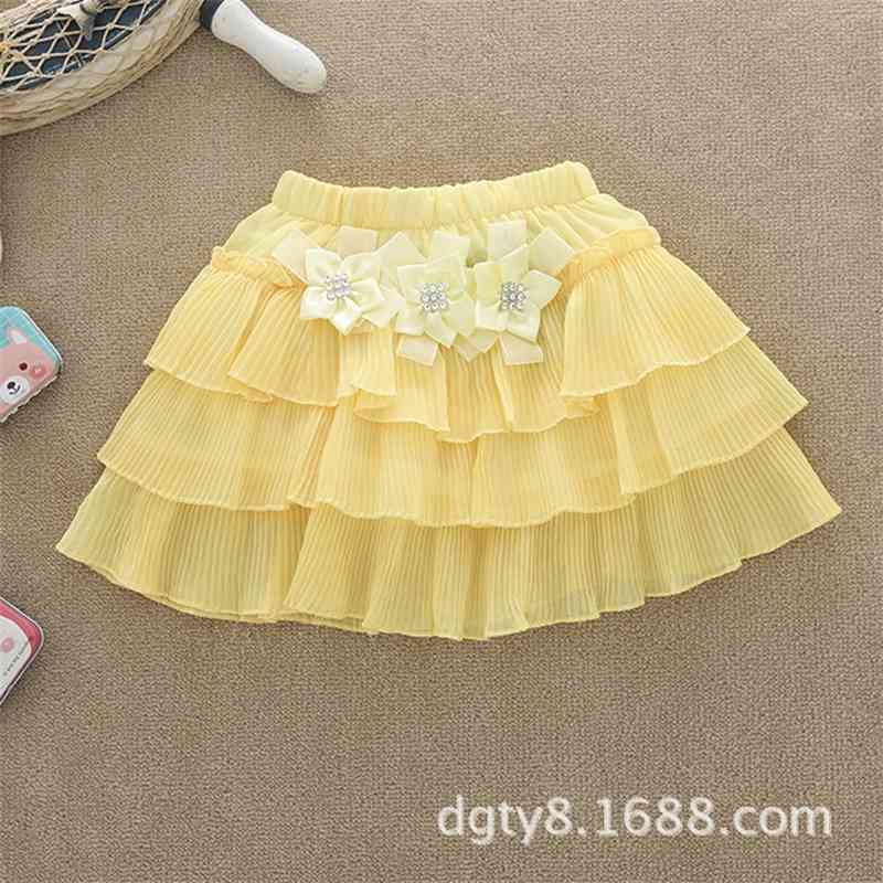

children's chiffon lace dot children's skirt 2019, White