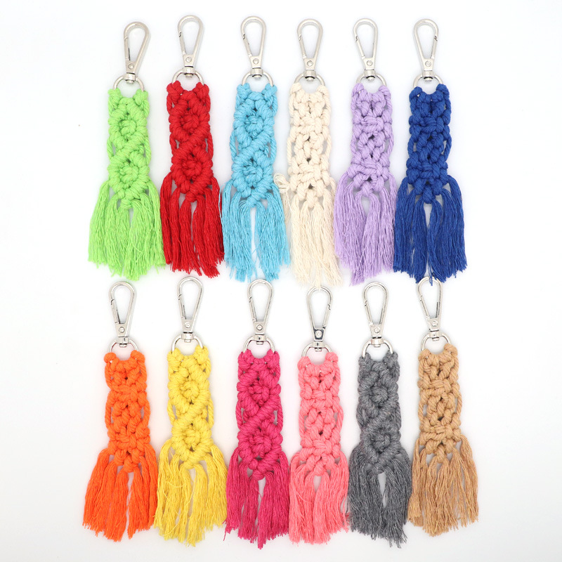

12pcs Hand woven bag pendant Bohemian style pendants key chain accessories 12colors