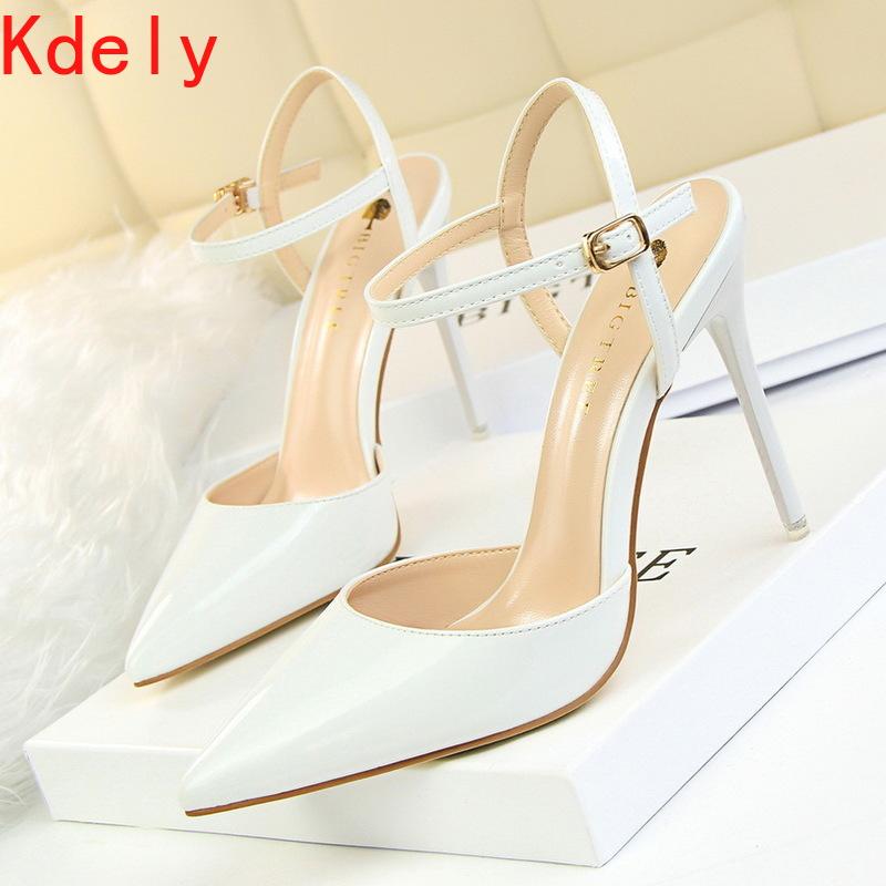 

Women Pumps Elegant Pointed Toe Patent Leather Office Lady Shoes Spring Summer High Heels Wedding Bridal Dress, Black