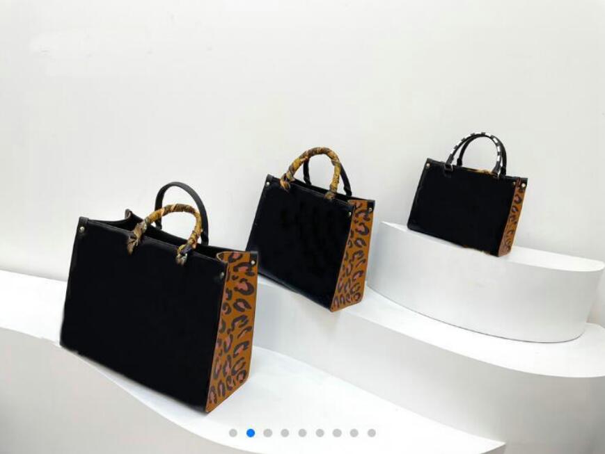 

Fashion Crafty Onthego MM tote Shoulder Bag Women Designer Handbags saling purses shopping Messenger bags tote handbag 3 size, Black/white