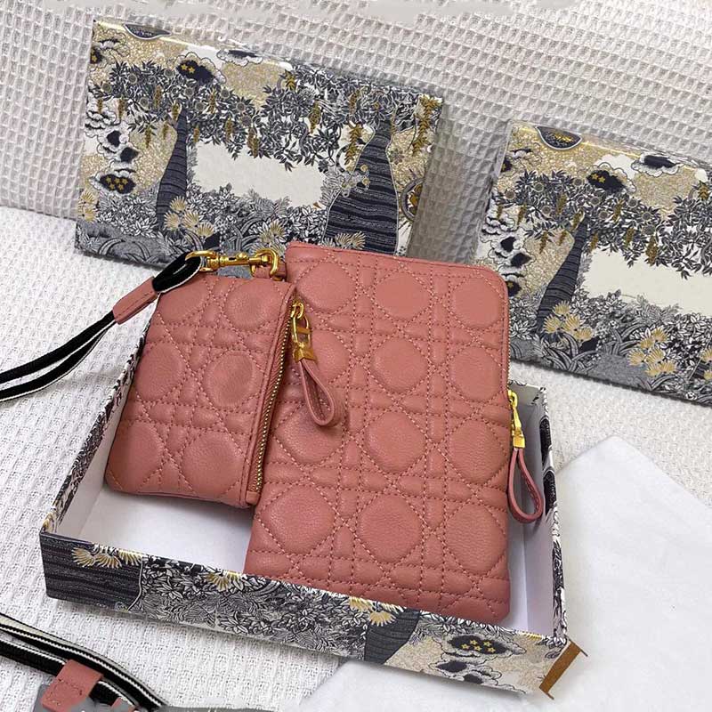 

2021 Womens Sheepskin Wallet Leather Two-piece Fashion Bag One Shoulder Messenger Bags Designer High Quality Clutch Coin Purse, Red;black
