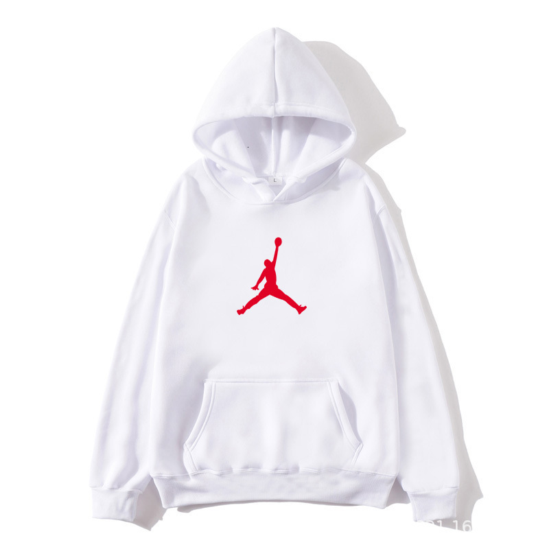 

Spring Hooded Men's Sweater Plush a Jumpman Printed Long Sleeve Baseball Jacket, Black