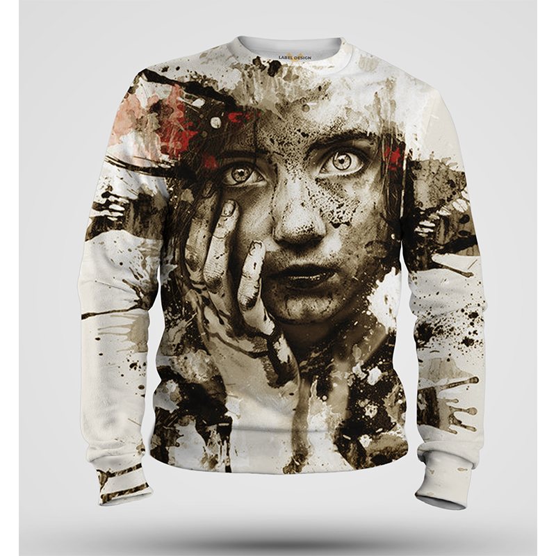 

Portrait Design 3D Printing Hoodie Visual Impact Party Top Punk Gothic Round Neck High Quality American Sweatshirt Hoodie, Black