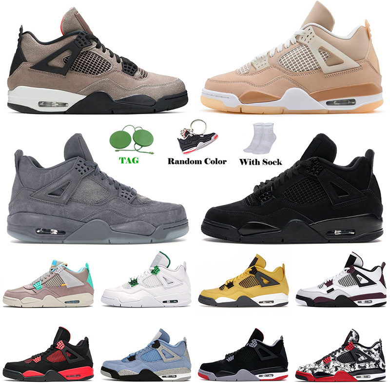 

2021 Top Quality Shimmer Basketball Shoes 4 4s Black Cat Taupe Haze White Oreo Lightning Jumpman Off Mens Womens Trainers Sneakers 36-47, C47 fire red 36-47