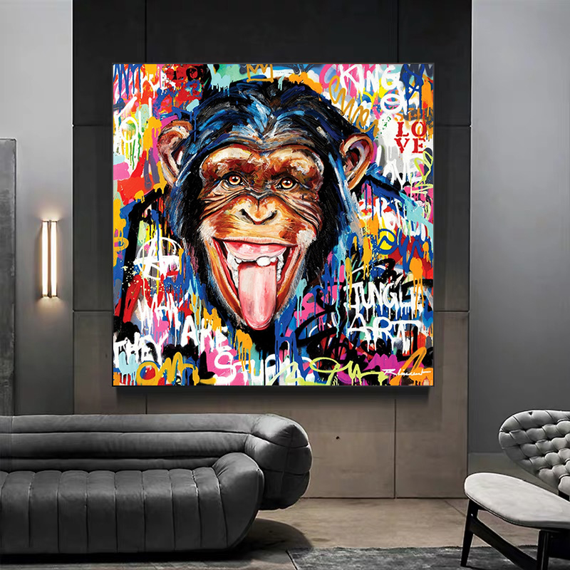 

Graffiti Funny Big Mouth Monkey Posters and Prints Animal Art Canvas Paintings Wall Art Pictures for Living Room Home Decoration Cuadros (No Frame)