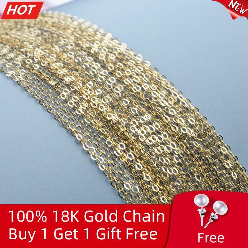 

Chains Genuine 18k White Yellow Gold Chain 18 Inches Au750 Cost Price Necklace Pendant Wendding Party Gift For Women[G1002], Silver
