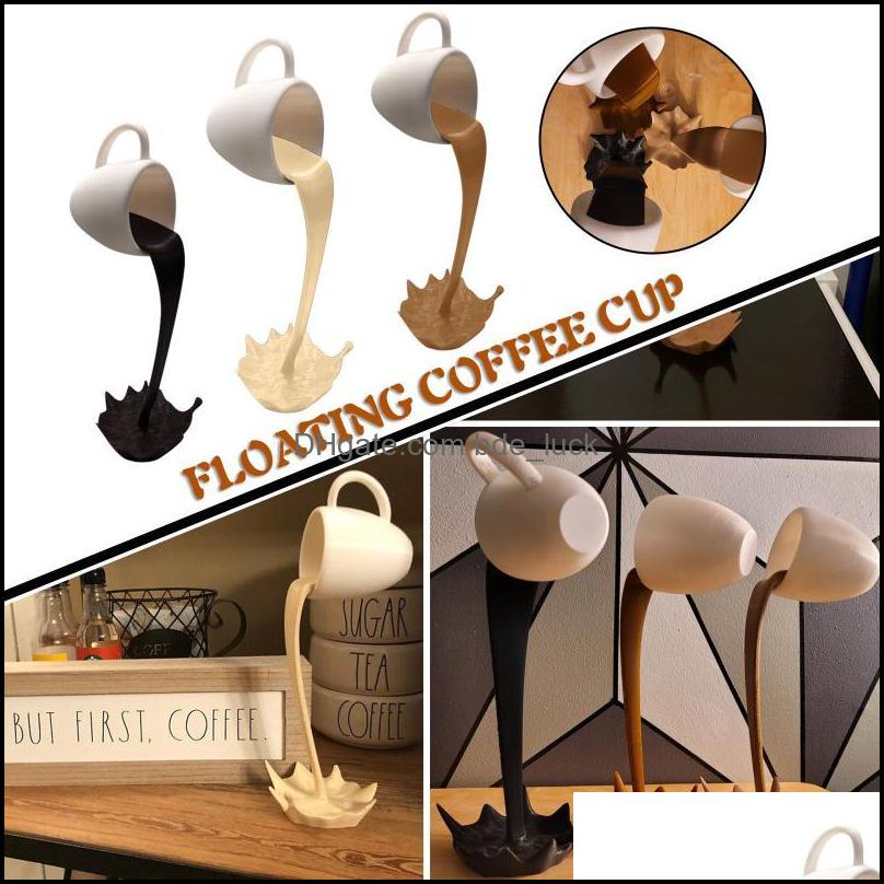 

Patio, Lawn & Gardenfloating Spilling Coffee Cup Scpture Kitchen Decoration Magic Pouring Splash Creative Mug Home #T2G Garden Decorations D