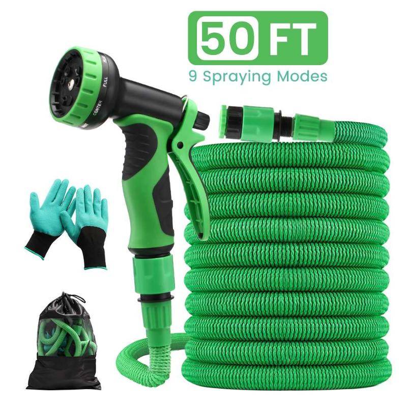 

Watering Equipments Garden Hose Expandable 50ft High Pressure Car Wash Plastic Pipe Magic Flexible Water With Spray Gun For, As pic