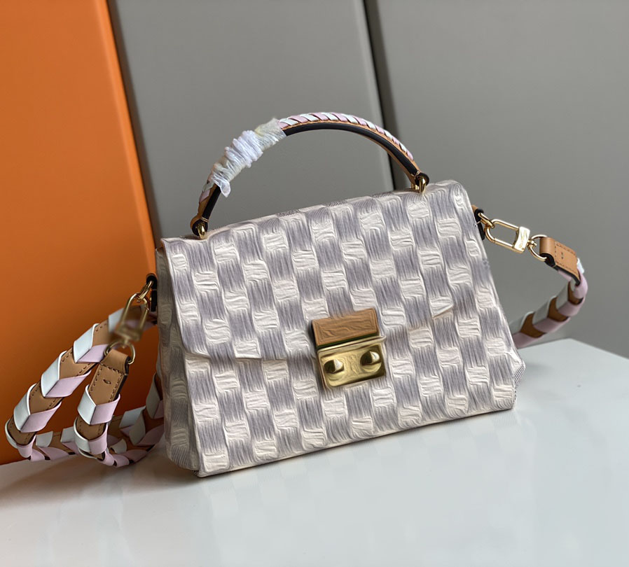 

Handbag Women Luxurys Designers Bags 2021 purse totes wallet Messenger bag Classic Leather Woman Fashion White grid Braided shoulder strap S