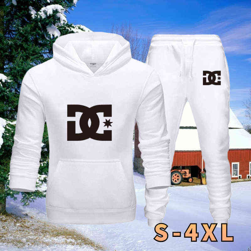 

2021 Men Tracksuits Set Male Hoodies and Pants Long Sleeve Dc Jogging Suits Shoe Streetwear Cousa Athletic Sets Autumn Winter G1217, Black