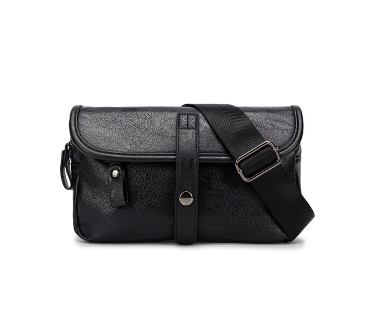 

messenger bag, personality cowhide chest men's shoulder bags trendy leather women handbags, Black