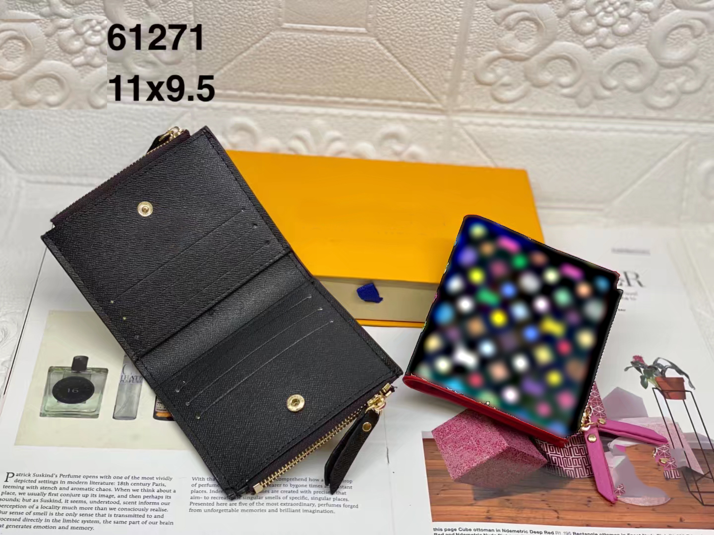 

Unisex Long and Short Oliver RFID Wallet Safe Minimalist Front Pocket Articles of Luxury Smooth With Coloured Ribbon Double Zipper Hasp Complete Packaging, Black
