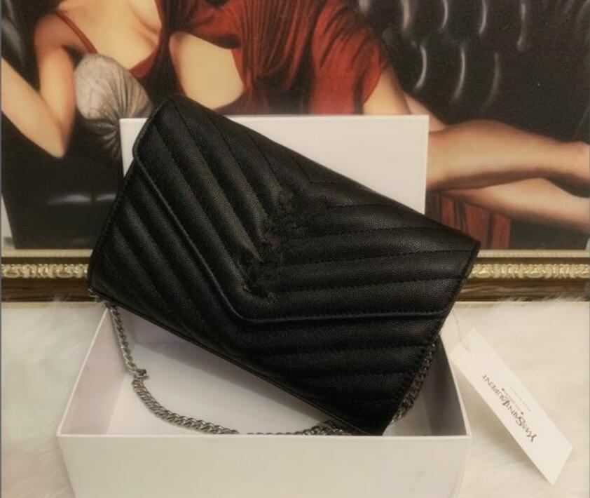

Designer Handbags with Dust Bag Tote Sheepskin Caviar Metal Chain Silver Handbag Leather Shoulder Flip Cover Diagonal Bag