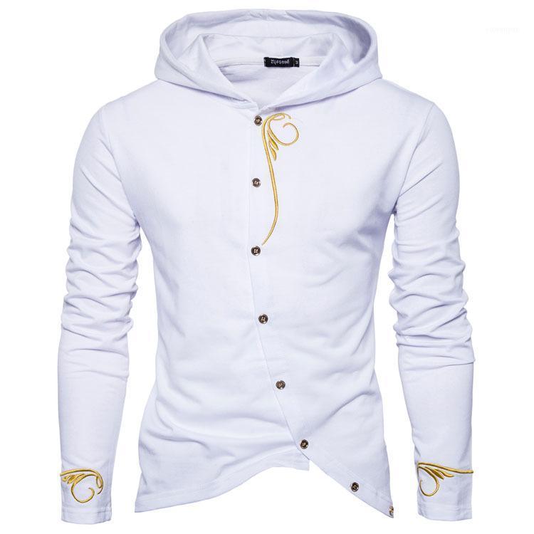 

Men's Hoodies & Sweatshirts White Fashion Embroidery Hoodie Mens Brand Harajuku Streetwear Casual Male Oblique Button Cardigan Tracksuit, Black