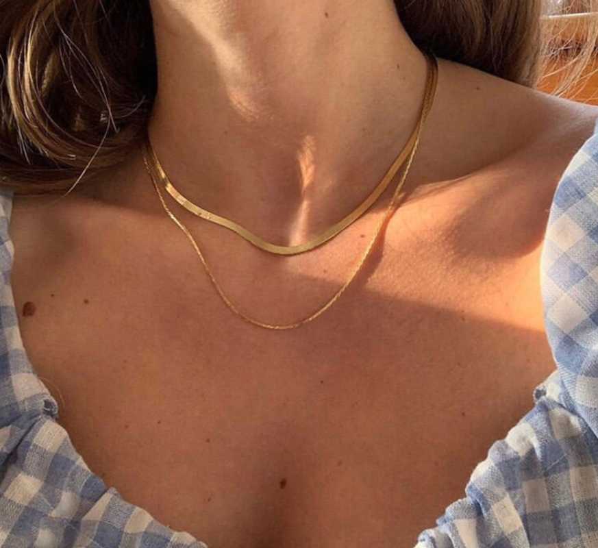 

Charms Sliver Vintage Nacklace Snake Chain Women Jewelry, Bronze;silver