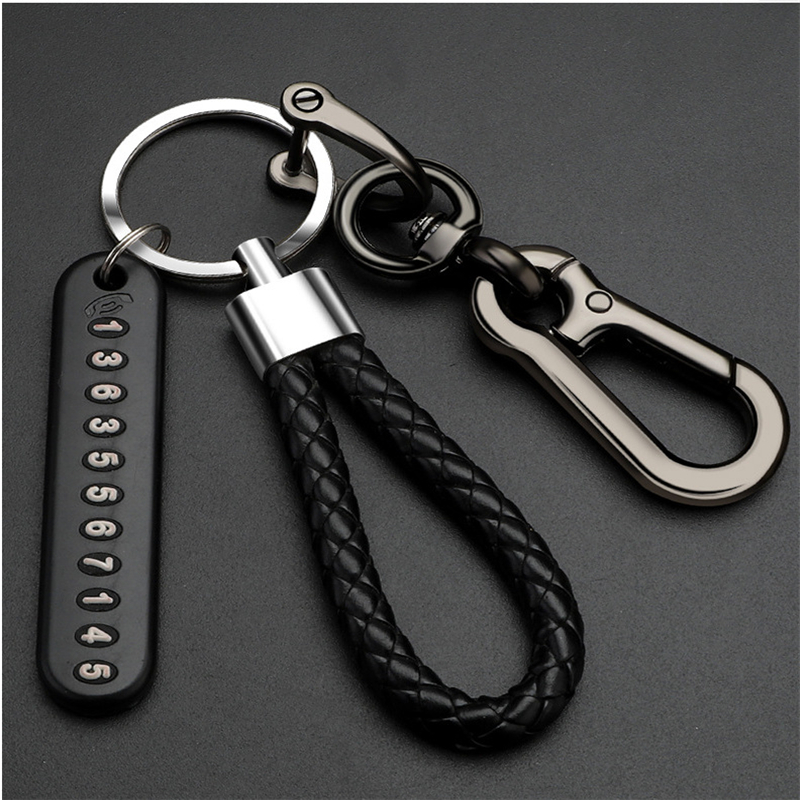 

10Pieces/Lot Anti-lost Car Keychain Phone Number Card Keyring Leather Bradied Phone Number Plate Key Ring Auto Vehicle Key Chain Accessorie