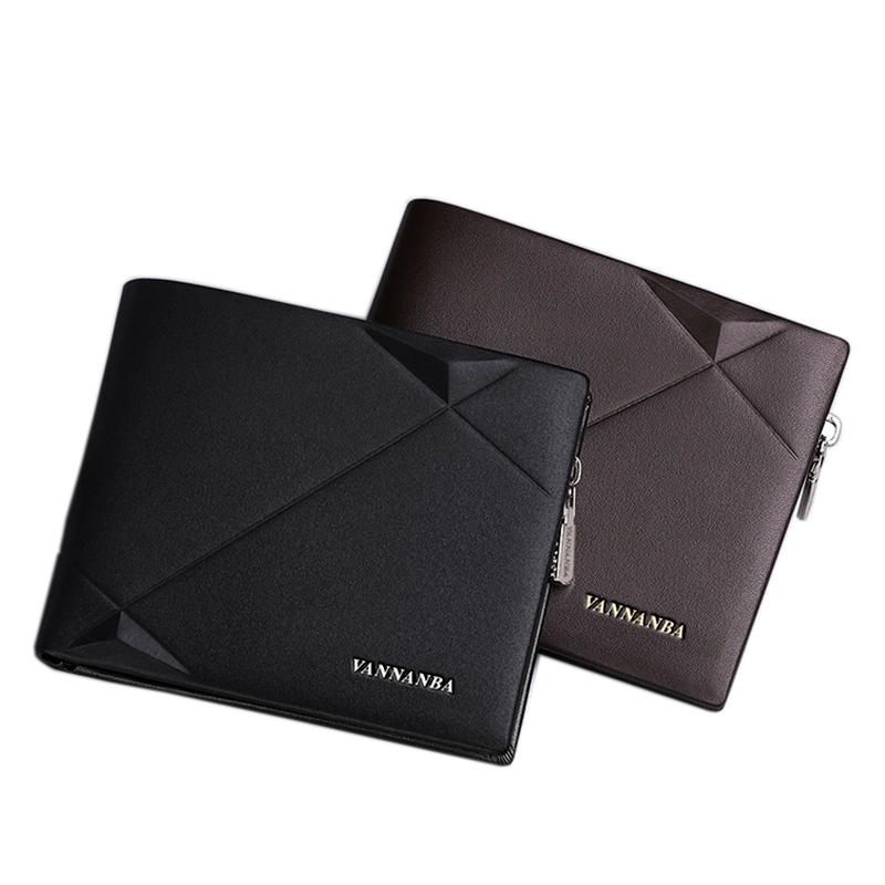

Wallets Genuine Leather High Quality Fashion Casual Luxury Card Holder Authentic Purse Business Wallet Coin Zipper Bag Gift For Men, Black