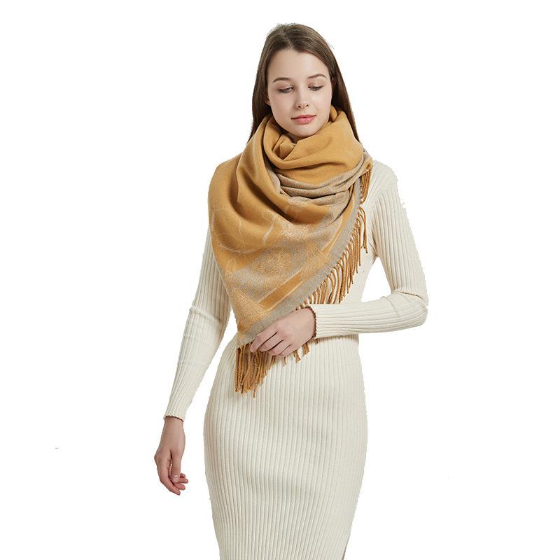 

Scarves Korean Plaid Letter Tassel Warm Scarf Autumn Winter Wear On Both Sides Faux Cashmere Shawls Wrap Big Mujer