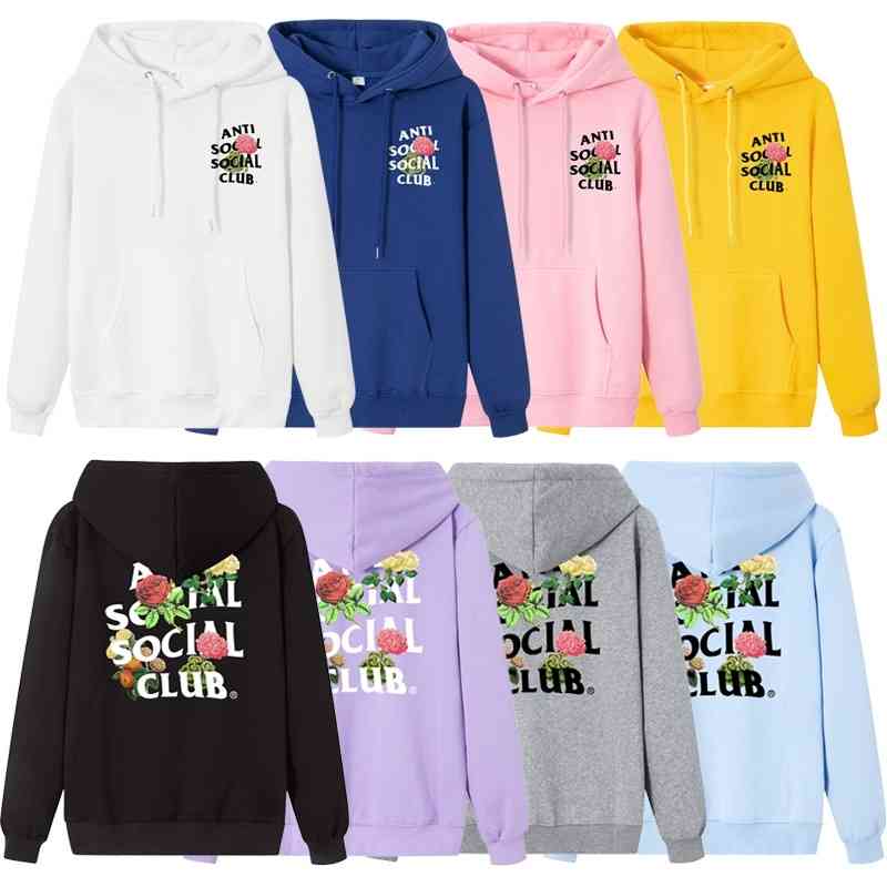 Men's high street ASSC flower print autumn and winter pure cotton loose plush terry Hoodie for men women