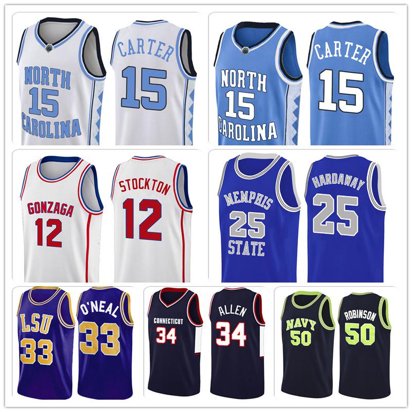 

Ncaa North Carolina Tar Heel Vince Anfernee Carter Hardaway Basketball Jersey John Shaquille Stockton O neal Jerseys College Basketball, Black;red