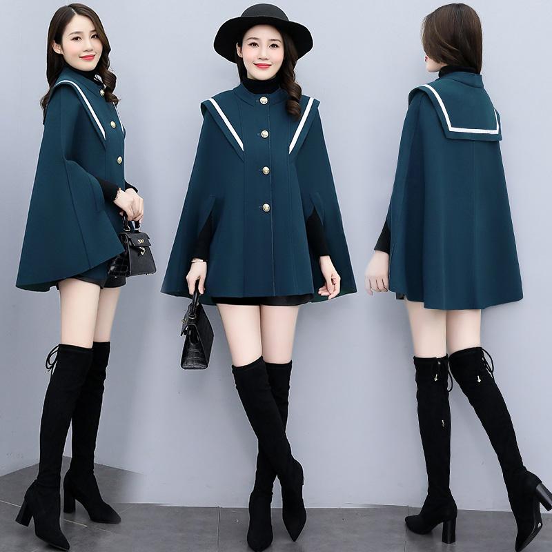 

Women's Jackets 2021 Spring Autumn Women Cape Coat Lady Cloak Woolen Coats, Black;brown