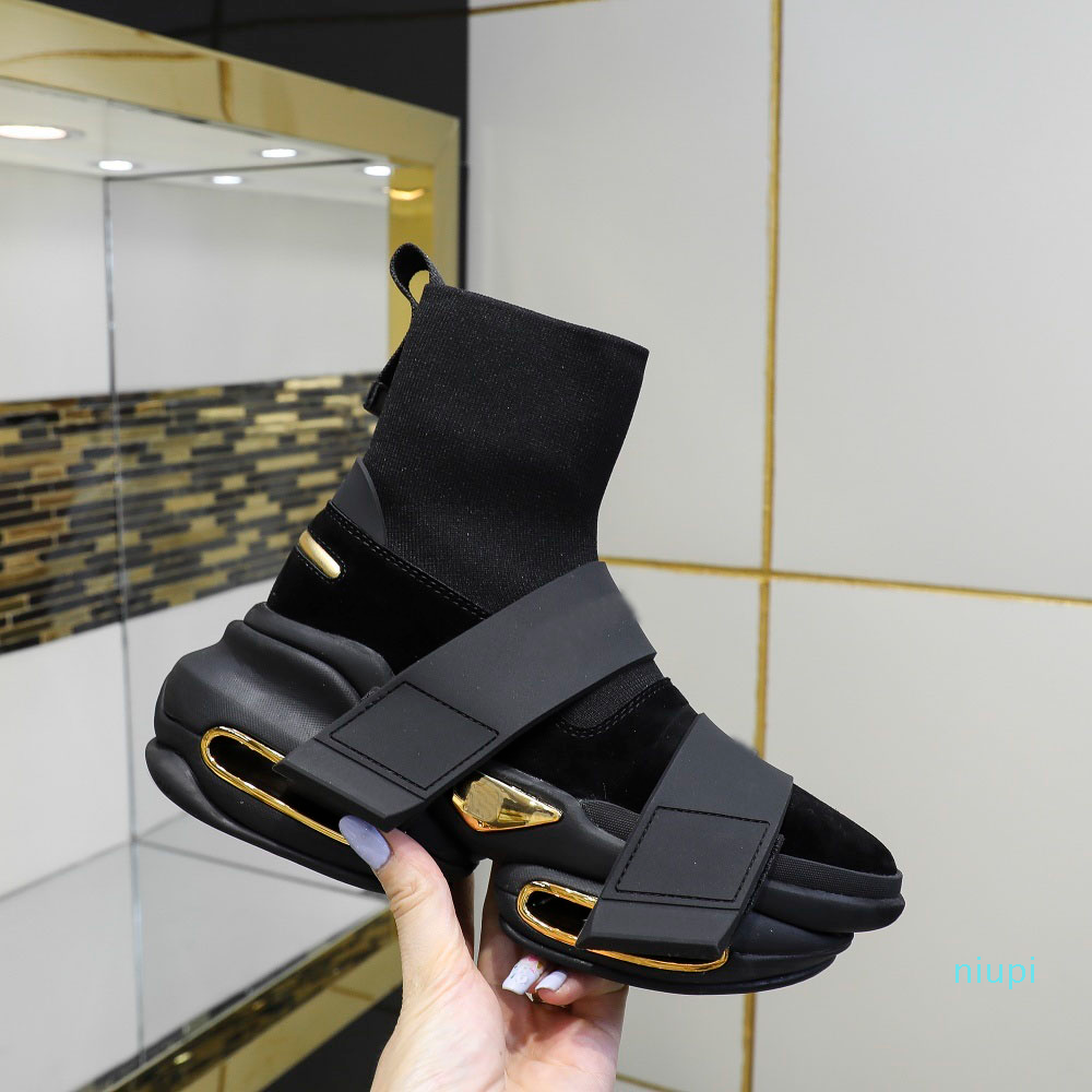 

High quality socks shoes spring and autumn new elastic high top mens and womens fashion thick soled socks boots original package 34-46 6252, Extra laces