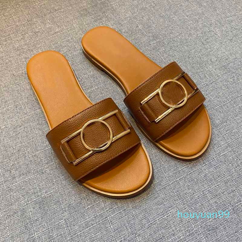 

Women fashion summer lock shoes slipper Graffiti Sandals Women genuine cowhide leather Shoes with logo box Flat slippers Large size 35-42 56, Black