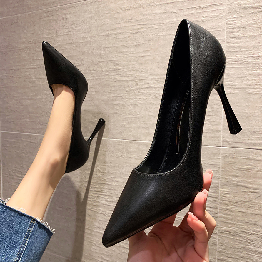 

Shoes & Accessories Korean version fashion pointed toe shallow high heels sexy and thin single stiletto professional OL simple women's, Black