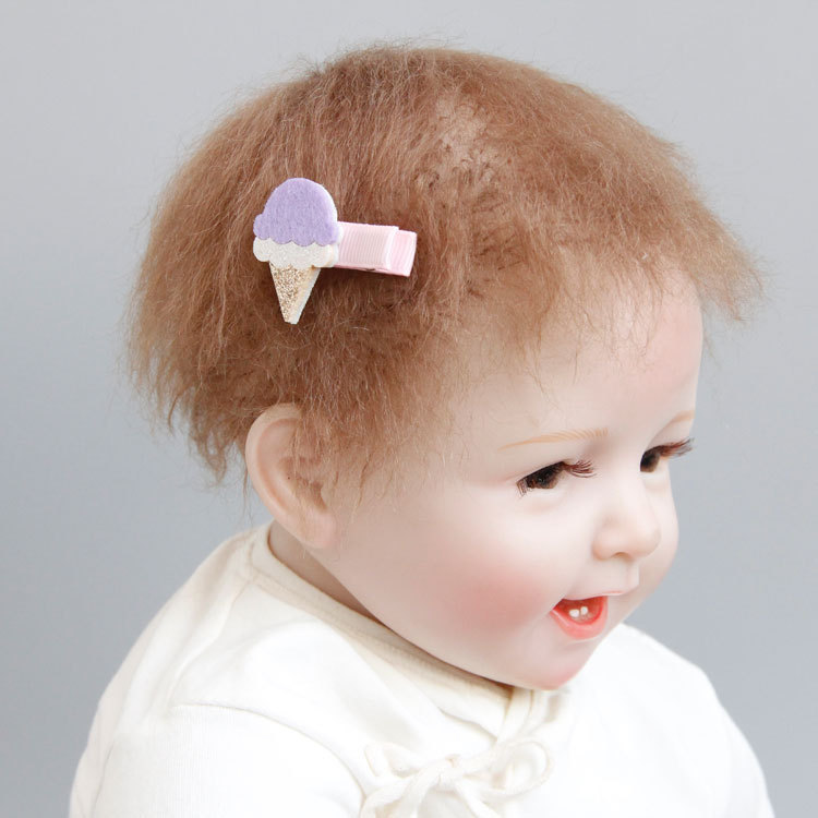 

Wholesale 20pcs Fashion cute Felt Glitter Icecream Hairpins Cartoon Barrettes Princess Headwear Boutique Hair Accessories for Girls, Multi-color