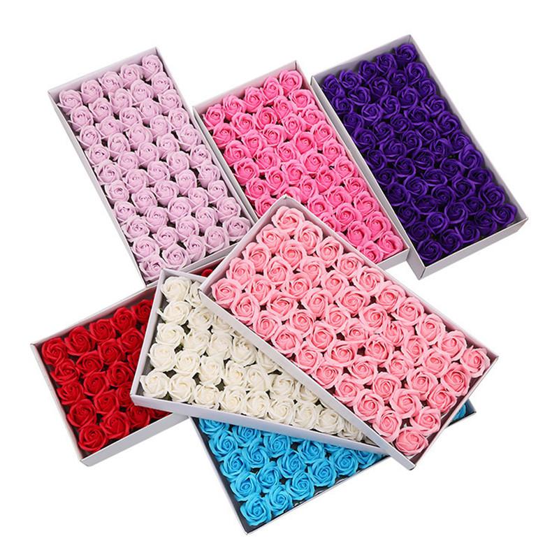 

Decorative Flowers & Wreaths 50Pcs Set Bath Body Flower Floral Soap Rose Head Artificial Decor For Valentine Day Gift Wedding Supplies