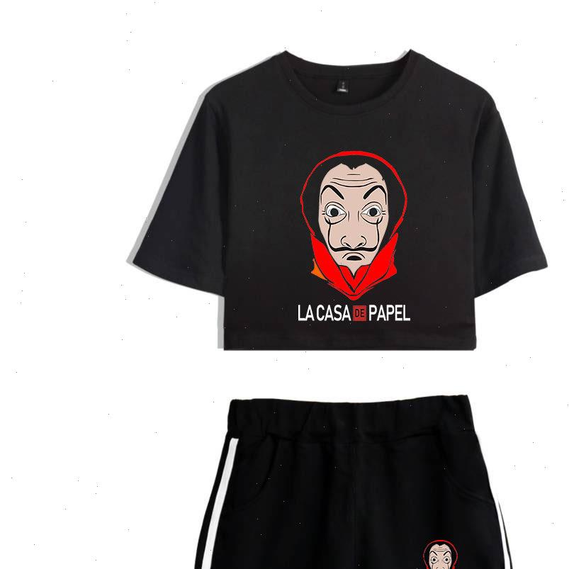 

la casa women tracksuits de papel crop shorts suits money heist house of paper summer two piece outfit streetwear, Gray