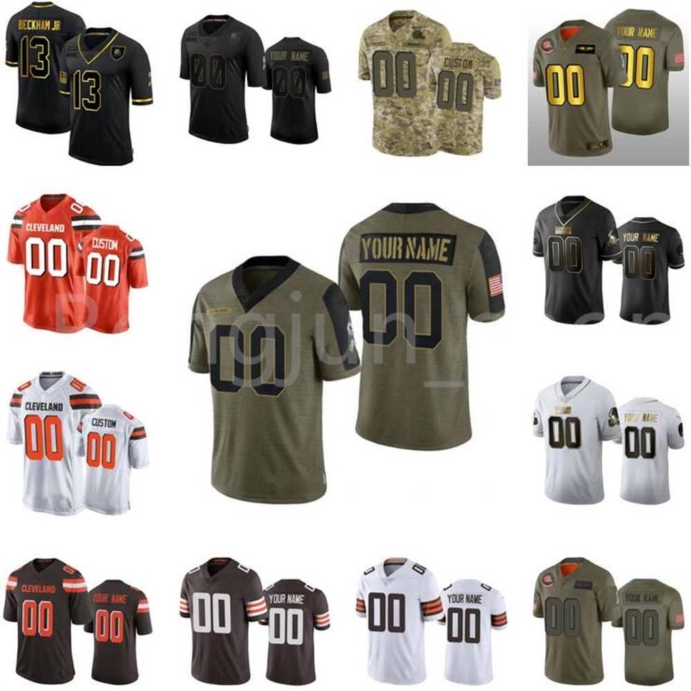 

Top Cleveland Mens Women Youth Stitched Brown Football Baker Mayfield 6 Nick Chubb 24 Myles Garrett 95 Custom 2021 Salute to Service Limited jerseys Size S-6XL