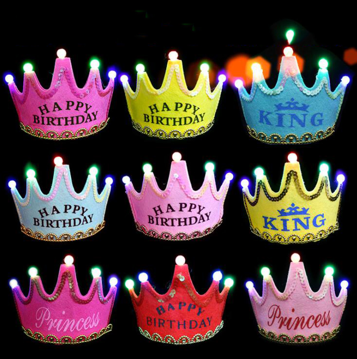 

Children's birthday party decoration hats Christmas glowing crown cap baby one-year-old adornment supplies date of birth hat