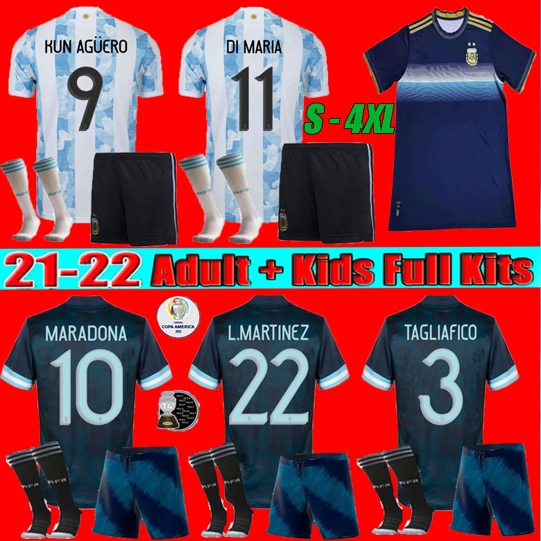 

Size: S-4XL Argentina MARADONA MESSI Soccer Jerseys WOmen 2021 22 Home Away KUN AGÜERO DI MARIA LO CELSO MARTINEZ CORREA Football shirt men+kids kit, Gold