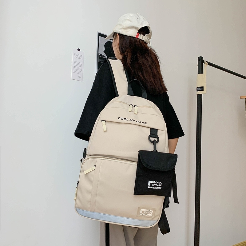 

New personalized junior high school student schoolbag women's street trend multi-purpose Korean men's travel leisure backpack, Black