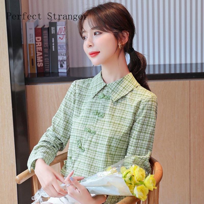 

Summer Arrival Turn Down Collar Long Sleeve Plaid Women Chiffon Blouse High Quality Women's Blouses & Shirts, White