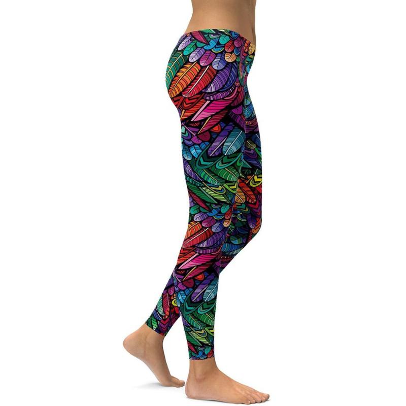 

Women' Leggings 2021 Colorful Leaves Pattern Womens Clothing High Waist Slim Comfortable And Breathable Skinny Joggers, Y46