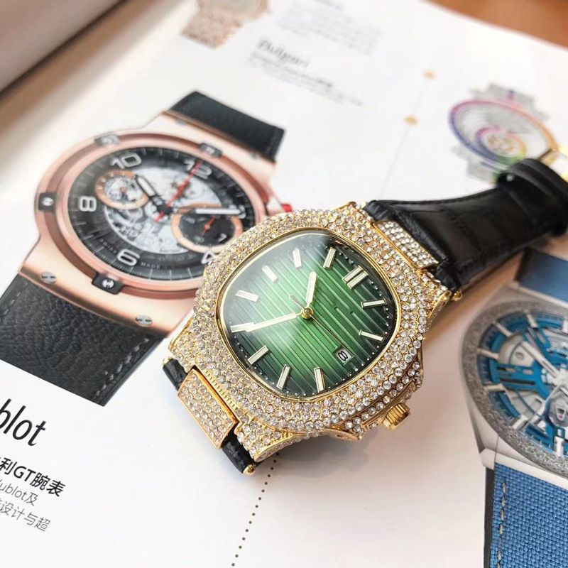 

2021 Womens modern Analog Quartz Watch with Gold-Tone Case Ladies rhinestone-Inset Bezel Watches luxury brand montre de luxe Leather women w, Slivery;brown