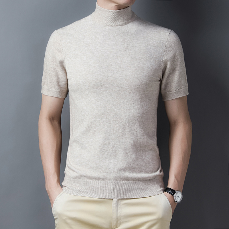 

Mens Mock Turtleneck Knit Pullover Sweater Short Sleeve Solid Knitwear Sweaters, White;black
